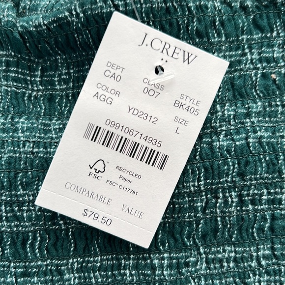 NWT J. Crew Factory Academic Green White Plaid Flannel Top Blouse Size Large - Picture 4 of 4